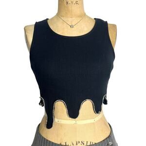 Akira Black Studded Hem Tank Top Y2K Style Size M